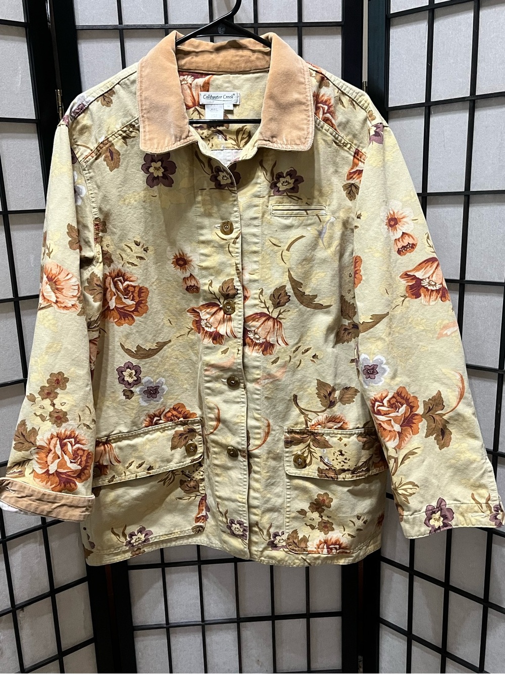VINTAGE COLDWATER CREEK Cream Floral Cotton BARN Jacket WOMEN SIZE 1X - Picture 4 of 9